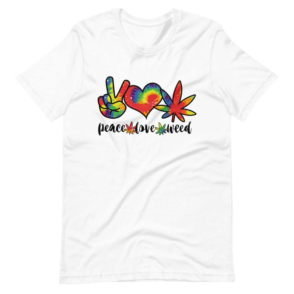 Peace Love Weed Tie Dye T-Shirt - Magic Leaf Tees