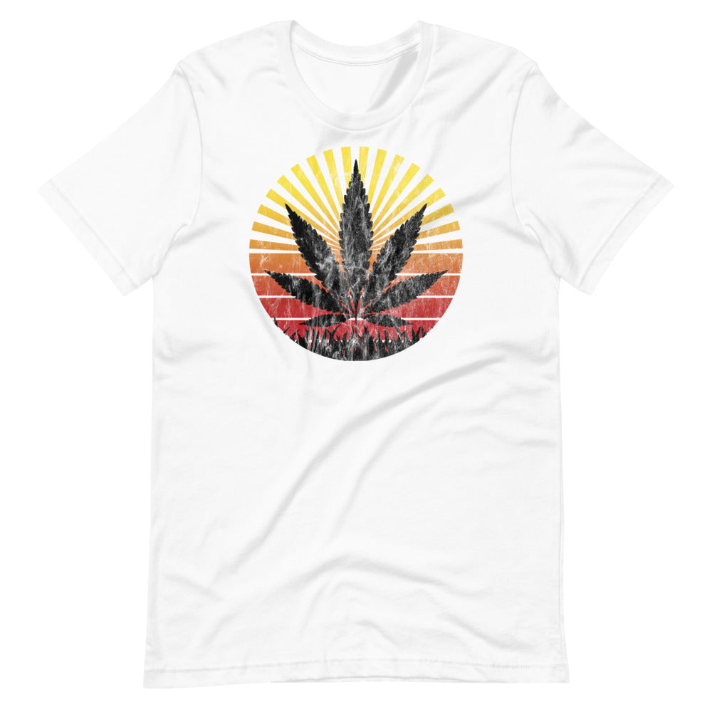 Retro Weed Lead Sunset T-Shirt - Magic Leaf Tees