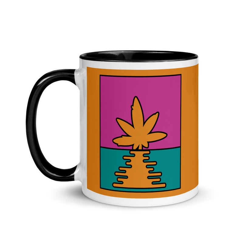 Pop Art Weed Leaf Sunset 11 Oz Coffee Mug with Color Inside - Magic Leaf Tees